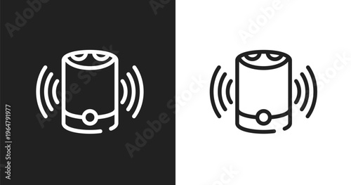 Smart speaker icon. Linear black, white icon from general collection. Outline smart speaker vector. Thin line symbol isolated on white and black background