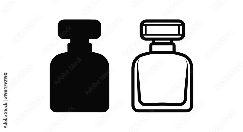 Obraz premium Two perfume bottles one filled and one outlined a stark silhouette