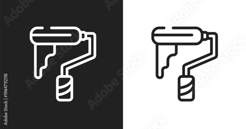 Painting work icon. Linear black, white icon from general collection. Outline painting work vector. Thin line symbol isolated on white and black background