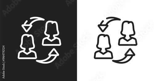 On coaching icon. Linear black, white icon from general collection. Outline on coaching vector. Thin line symbol isolated on white and black background