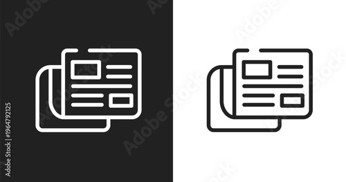 News feed icon. Linear black, white icon from general collection. Outline news feed vector. Thin line symbol isolated on white and black background