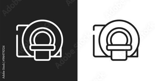 Mri scanner icon. Linear black, white icon from general collection. Outline mri scanner vector. Thin line symbol isolated on white and black background