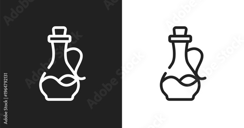 Massage oil icon. Linear black, white icon from general collection. Outline massage oil vector. Thin line symbol isolated on white and black background