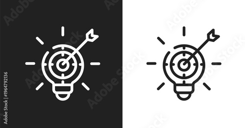 Marketing strategy icon. Linear black, white icon from general collection. Outline marketing strategy vector. Thin line symbol isolated on white and black background