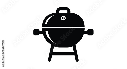 Black kettle grill icon with a simple bold silhouette