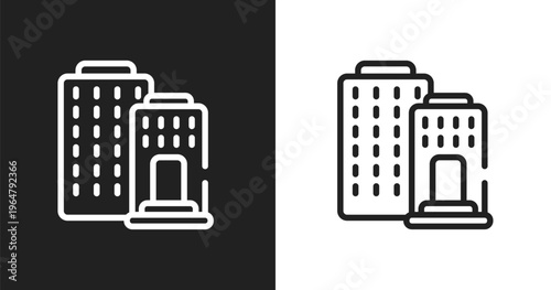 Federal bank icon. Linear black, white icon from business and finance collection. Outline federal bank vector. Thin line symbol isolated on white and black background