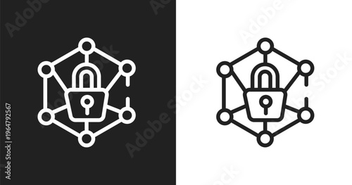 Private network icon. Linear black, white icon from marketing and seo collection. Outline private network vector. Thin line symbol isolated on white and black background