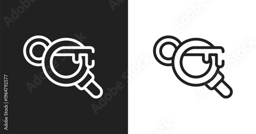 Keyword search icon. Linear black, white icon from marketing and seo collection. Outline keyword search vector. Thin line symbol isolated on white and black background