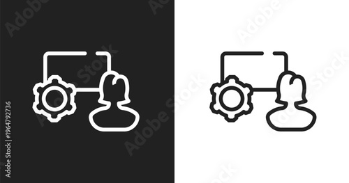 Marketing seminar icon. Linear black, white icon from marketing and seo collection. Outline marketing seminar vector. Thin line symbol isolated on white and black background