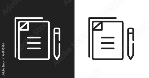 Copywriting icon. Linear black, white icon from digital marketing collection. Outline copywriting vector. Thin line symbol isolated on white and black background