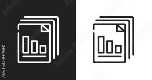 Diagram files icon. Linear black, white icon from business and charts collection. Outline diagram files vector. Thin line symbol isolated on white and black background