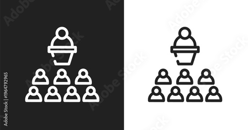 Seminar icon. Linear black, white icon from social media marketing collection. Outline seminar vector. Thin line symbol isolated on white and black background
