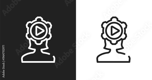 Behavior icon. Linear black, white icon from marketing management collection. Outline behavior vector. Thin line symbol isolated on white and black background