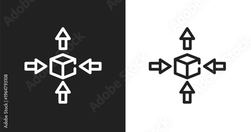Differentiation icon. Linear black, white icon from product management collection. Outline differentiation vector. Thin line symbol isolated on white and black background