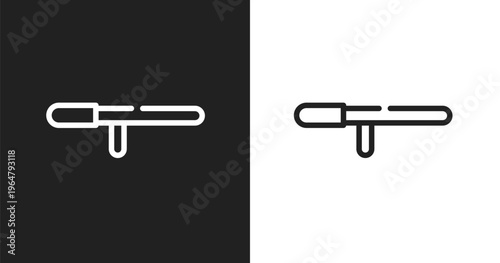 Baton stick icon. Linear black, white icon from marketing collection. Outline baton stick vector. Thin line symbol isolated on white and black background