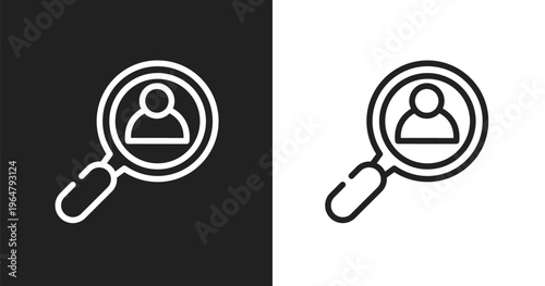 Hiring icon. Linear black, white icon from marketing collection. Outline hiring vector. Thin line symbol isolated on white and black background