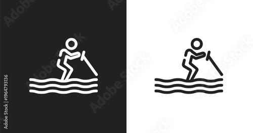 Water ski icon. Linear black, white icon from sports collection. Outline water ski vector. Thin line symbol isolated on white and black background