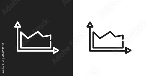 Area chart icon. Linear black, white icon from analytics collection. Outline area chart vector. Thin line symbol isolated on white and black background
