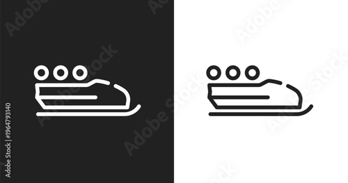 Bobsleigh icon. Linear black, white icon from sports collection. Outline bobsleigh vector. Thin line symbol isolated on white and black background