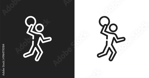 Handball icon. Linear black, white icon from sports collection. Outline handball vector. Thin line symbol isolated on white and black background