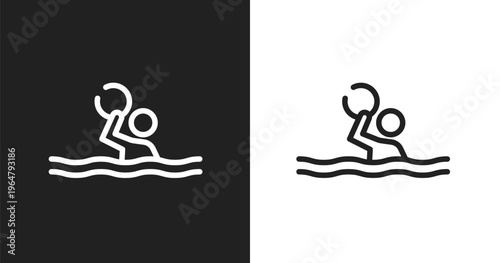 Waterpolo icon. Linear black, white icon from sports collection. Outline waterpolo vector. Thin line symbol isolated on white and black background