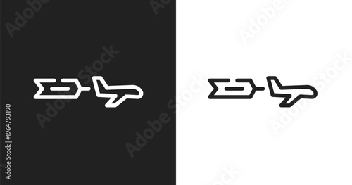 Aerial advertising icon. Linear black, white icon from advertisement collection. Outline aerial advertising vector. Thin line symbol isolated on white and black background