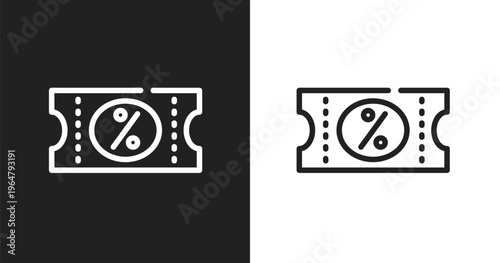 Discount voucher icon. Linear black, white icon from advertisement collection. Outline discount voucher vector. Thin line symbol isolated on white and black background