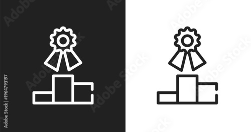 Competitive icon. Linear black, white icon from media advertising collection. Outline competitive vector. Thin line symbol isolated on white and black background