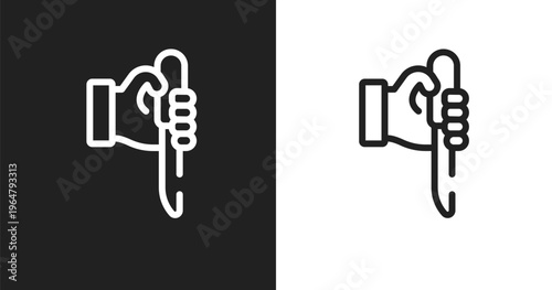 Murder icon. Linear black, white icon from law and justice collection. Outline murder vector. Thin line symbol isolated on white and black background