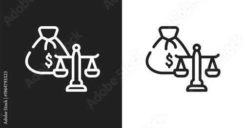 Inheritance law icon. Linear black, white icon from law and justice collection. Outline inheritance law vector. Thin line symbol isolated on white and black background