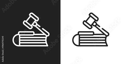 Employment law icon. Linear black, white icon from law and justice collection. Outline employment law vector. Thin line symbol isolated on white and black background