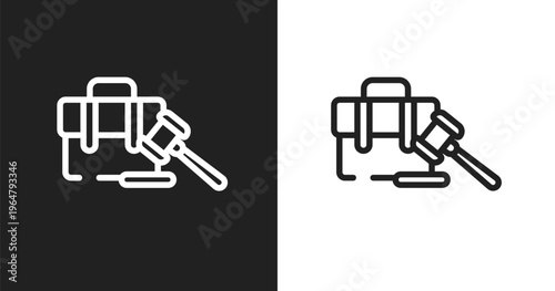 Employment icon. Linear black, white icon from law and justice collection. Outline employment vector. Thin line symbol isolated on white and black background