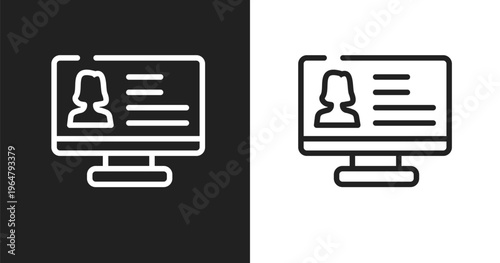 Criminal database icon. Linear black, white icon from law and justice collection. Outline criminal database vector. Thin line symbol isolated on white and black background