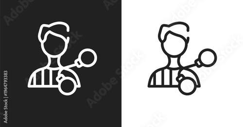 Criminal icon. Linear black, white icon from law and justice collection. Outline criminal vector. Thin line symbol isolated on white and black background