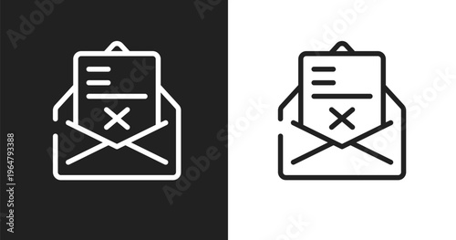 Crime letter icon. Linear black, white icon from law and justice collection. Outline crime letter vector. Thin line symbol isolated on white and black background