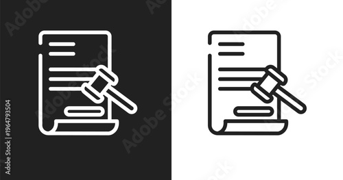 Documents icon. Linear black, white icon from law and justice collection. Outline documents vector. Thin line symbol isolated on white and black background