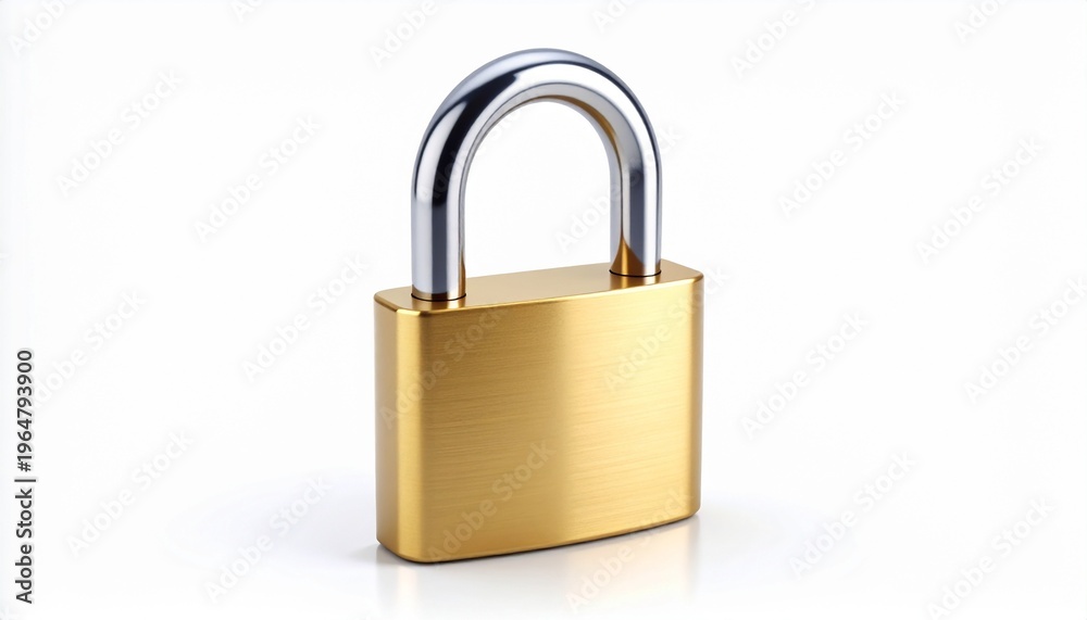 Fototapeta premium Blue security padlock icon on white