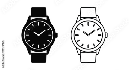 Watches time concept black white Vector