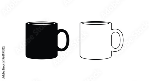 Black and white coffee mug contrast Vector