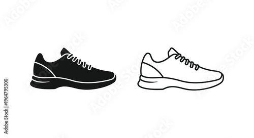 Black and white shoes side by side Vector