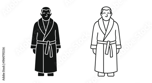 Black and white illustration of men wearing robes Vector