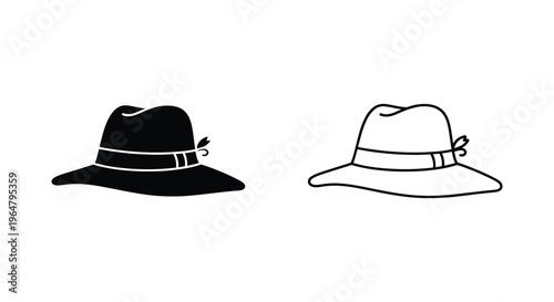 Black and white hats with belts Vector