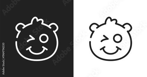 Smile emoji icon. Linear black, white icon from emoji collection. Outline smile emoji vector. Thin line symbol isolated on white and black background