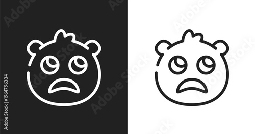 Slightly frowning emoji icon. Linear black, white icon from emoji collection. Outline slightly frowning emoji vector. Thin line symbol isolated on white and black background