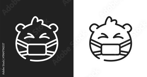 Sick emoji icon. Linear black, white icon from emoji collection. Outline sick emoji vector. Thin line symbol isolated on white and black background