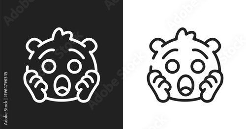 Shocked emoji icon. Linear black, white icon from emoji collection. Outline shocked emoji vector. Thin line symbol isolated on white and black background