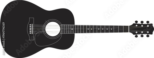 Acoustic guitar silhouette vector illustration black musical instrument classic string guitar isolated design music equipment icon collection,