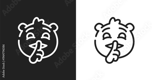 Quiet emoji icon. Linear black, white icon from emoji collection. Outline quiet emoji vector. Thin line symbol isolated on white and black background