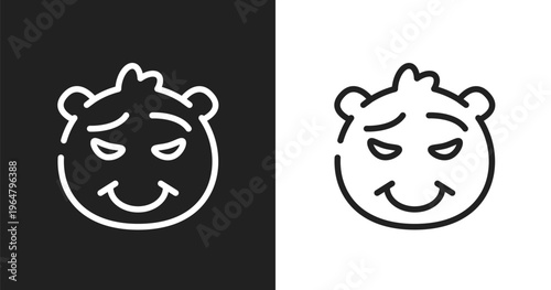 Proud emoji icon. Linear black, white icon from emoji collection. Outline proud emoji vector. Thin line symbol isolated on white and black background