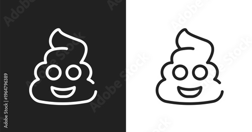 Poo emoji icon. Linear black, white icon from emoji collection. Outline poo emoji vector. Thin line symbol isolated on white and black background